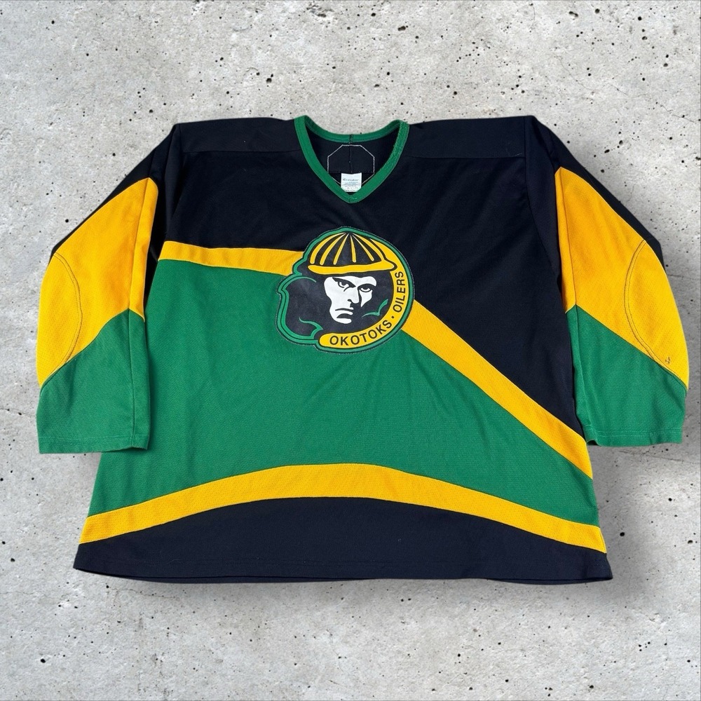 Vintage Crossbar Okotoks Oilers AJHL‎ Hockey Jersey Men's XXL Canada